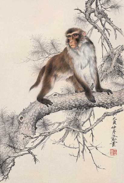 王生勇 2005年作 猴嬉图 镜心